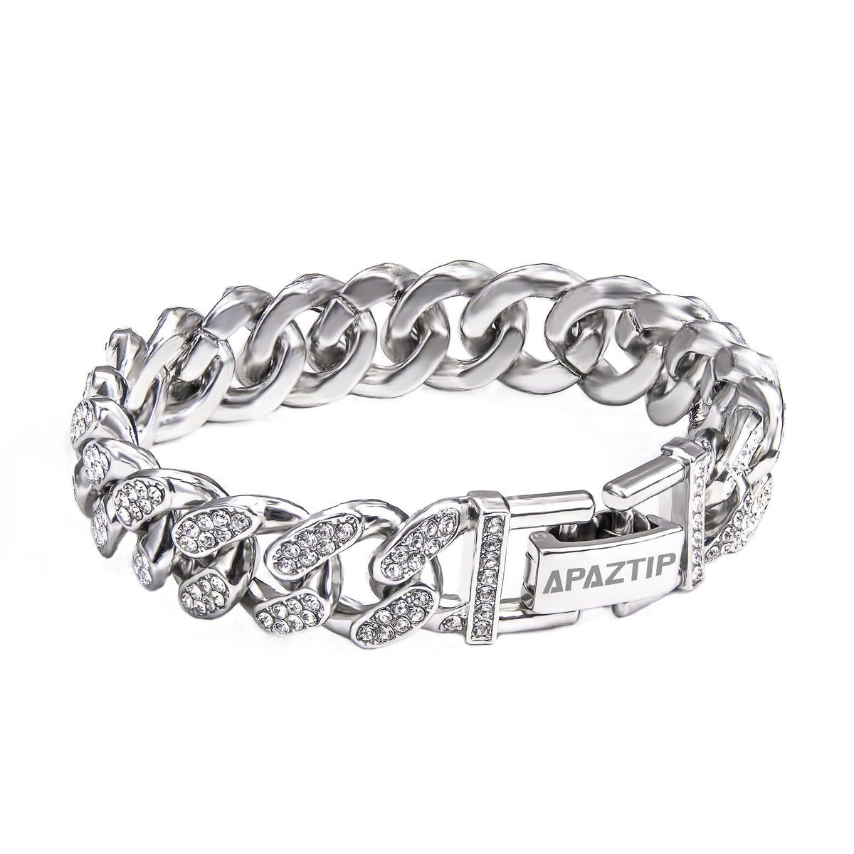 12mm Iced Out Cuban Link Bracelet - Silver